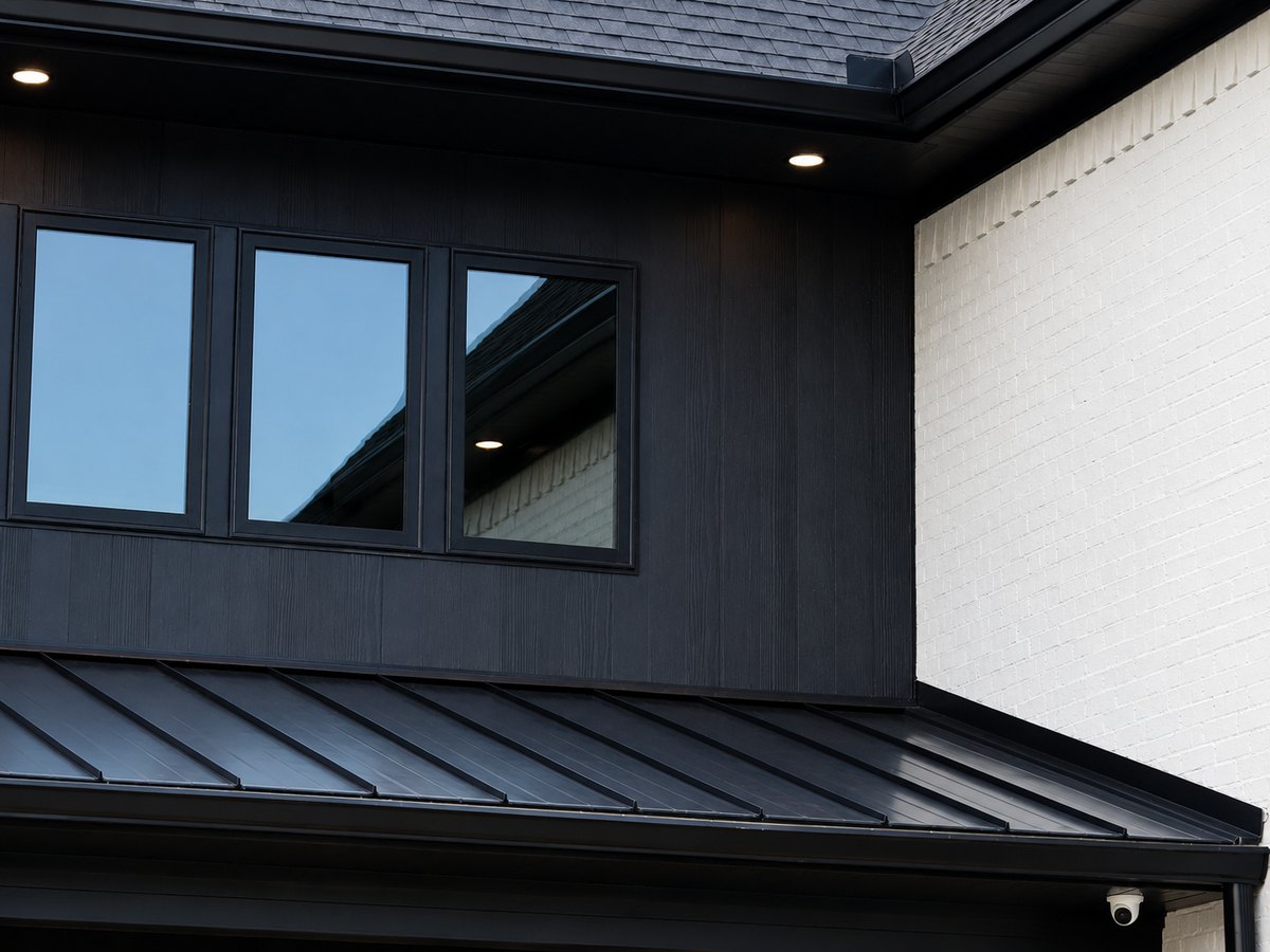 Clean exterior windows and soffit detail on a modern home